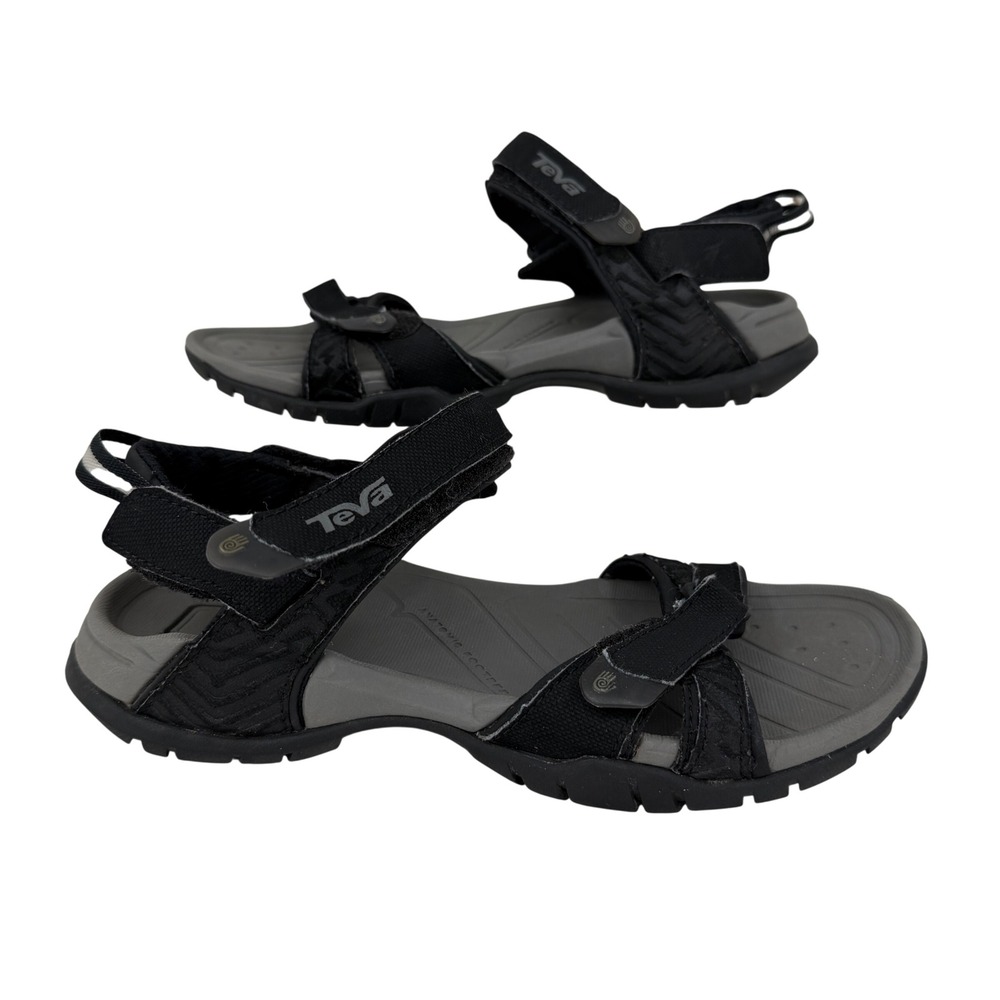 Teva Tanza Sport Sandals Womens Size 6 Black Gray Adjustable Straps 1003955